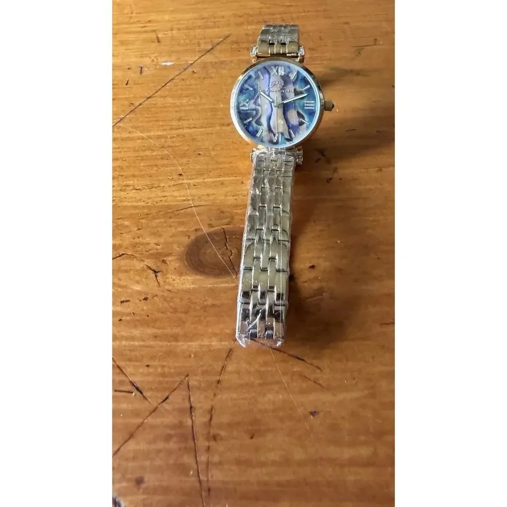 Porsamo Bleu Sylvie Abalone Dial Crystal Accents Stainless Steel Bracelet Watch